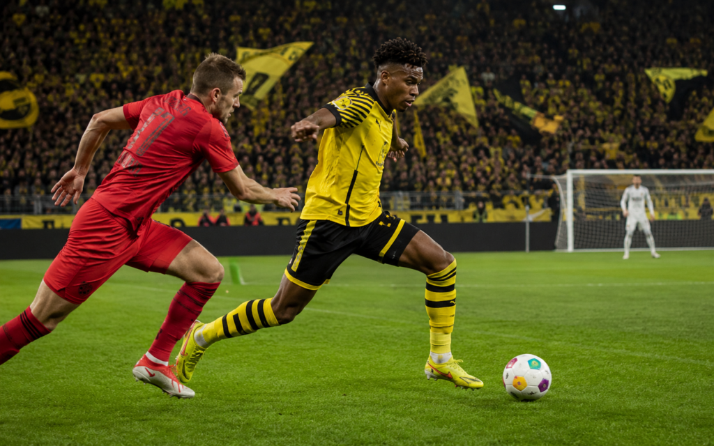 Pha tranh chấp tốc độ cao thể hiện phong cách thi đấu giàu năng lượng và cống hiến tại Bundesliga